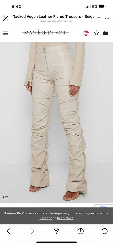 Luxe Vegan Leather Pants (Cream)